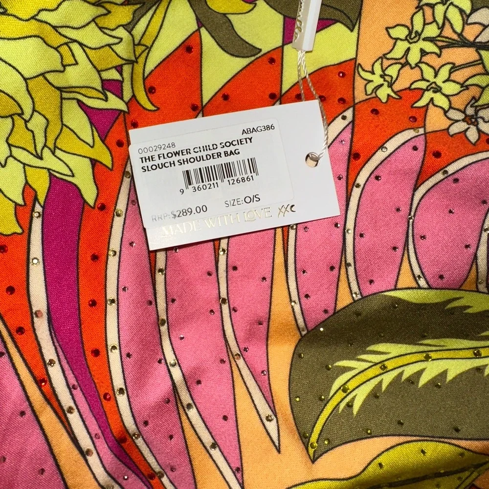 CAMILLA “Flower Child Society” 60s psychedelic print slouch large beach bag